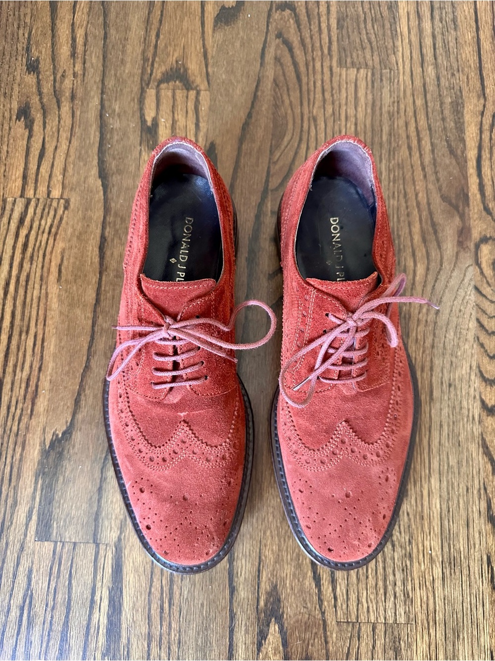 Donald J. Pliner Men’s Red-Brown Suede Brogue Oxfords Habick 23 size 8.5